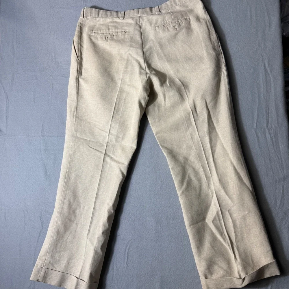 Dockers Premium Linen Cotton‎ Pleated Relaxed Fit Cuffed Pants Beige W40 L30